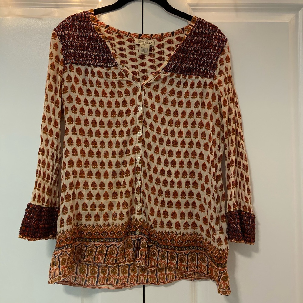 Lucky Brand Bohemian Print Long Sleeve Shirt